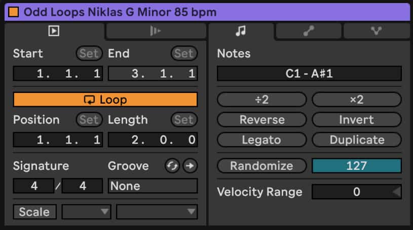 Ableton MIDI Clip View 1